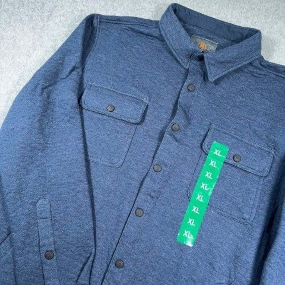 NWT Cloudveil Quilted Shacket Mens XL Extra Large BLUE Jacquard Knit Jacket Snap
